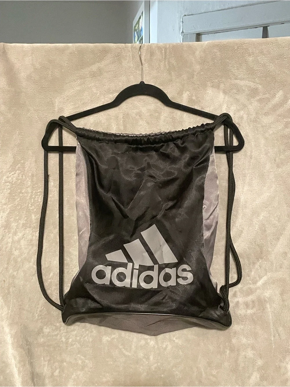 adidas Black and Gray Drawstring Backpack